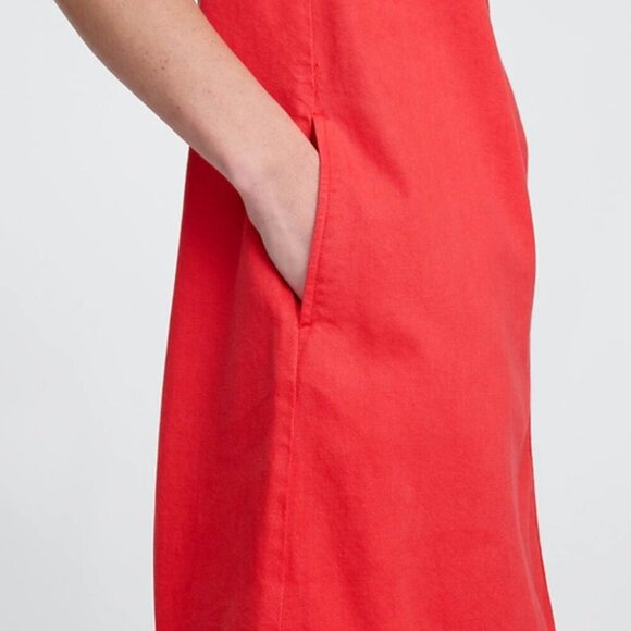 Gap UltraSoft Denim Mini Dress in Tomato Red - Picture 4 of 5